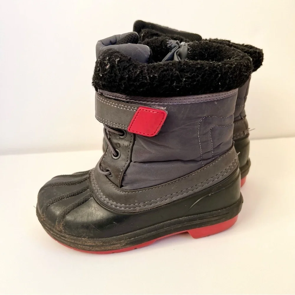 Cat & jack winter snow boots size 10 black gray red